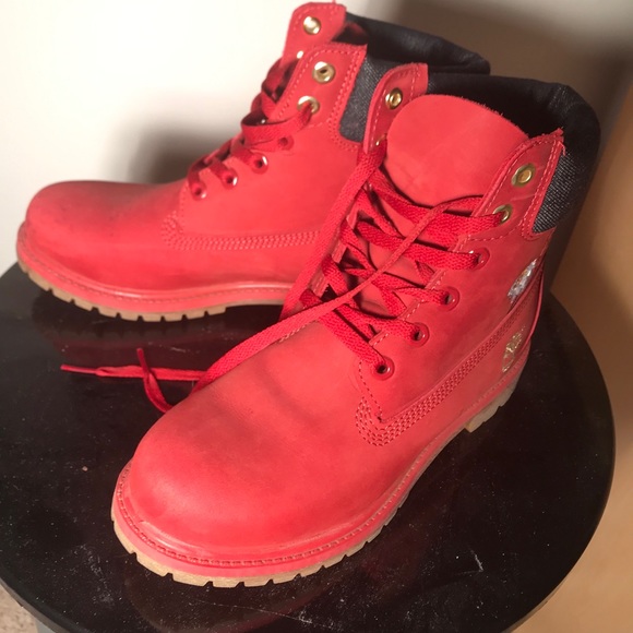 Red Timberland Boots Flower Embroidery Ltd. ed. - Picture 2 of 7